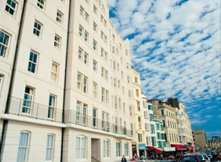 Kings Road University residence, an eight storey, grand, white building.