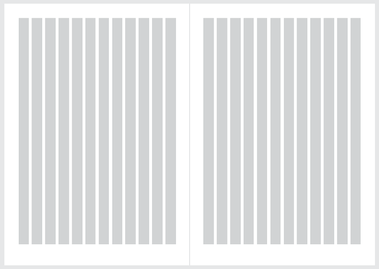Diagram showing a double-page spread set up with a 12 column grid