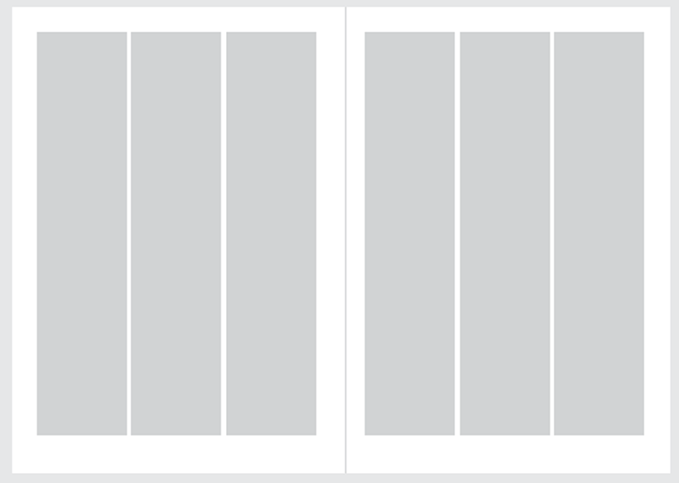 Diagram showing a single-page spread set up with a 3 column grid