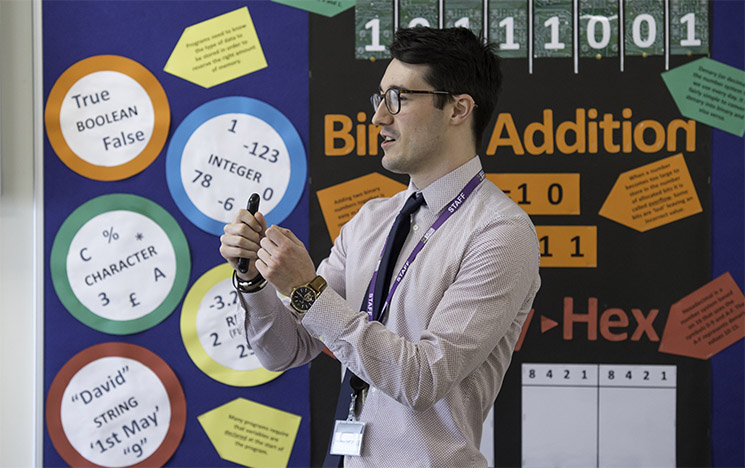 Teacher in a classroom teaching pupils