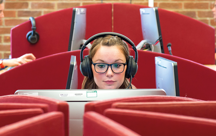 Student in the Language Learning Centre