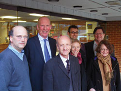 Pro-Vice-Chancellor
(Research) Bob Allison, pictured
with the new research theme
heads: Daniel Osorio,
Maurice Howard, Alan Lester,
Caroline Bassett, Stephen Burman,
and Jackie Cassell.