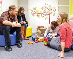 A group of people in the Baby lab