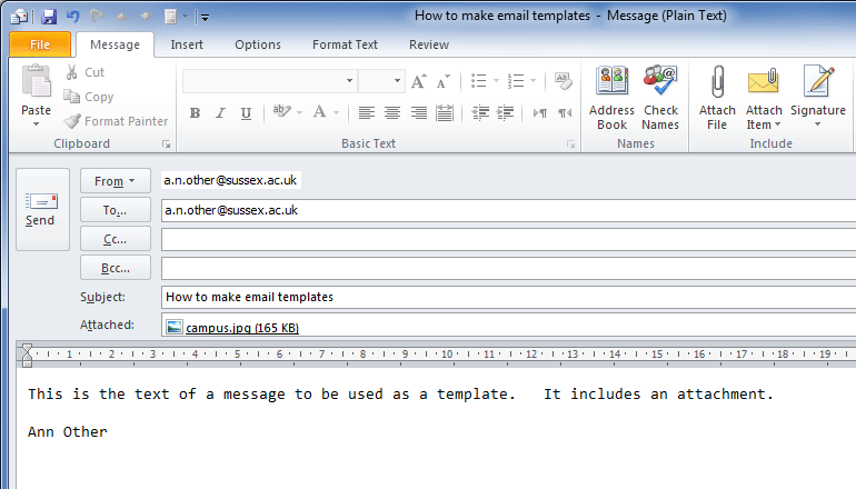 Outlook2010: new message
