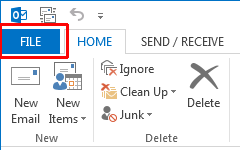 Outlook File menu
