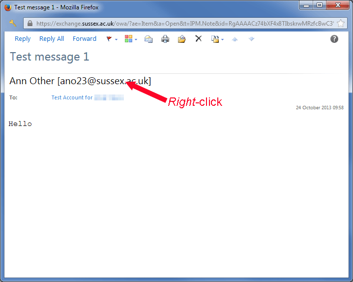 OWA right-click sender