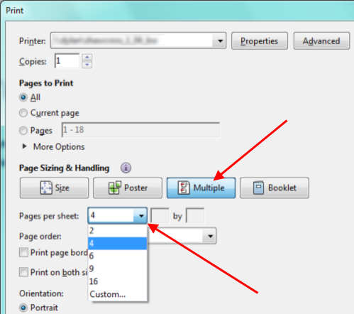 1073. How do I print several pages of a PDF file on a single sheet of paper? : Help : ITS : University Sussex