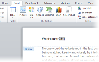 Word count field