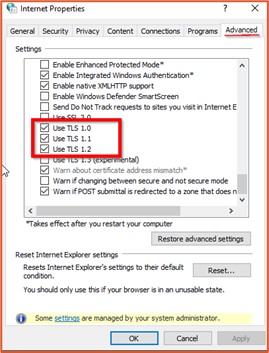 USE TLS options screenshot