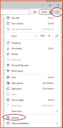 Microsoft Edge settings 