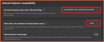 Internet compatibility screenshot 