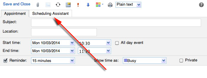 Scheduling Assistant tab
