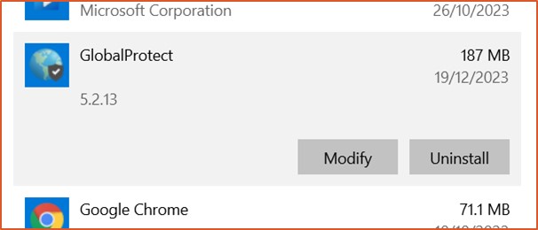 Global Protect uninstall option