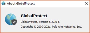 Global Protect software version screenshot