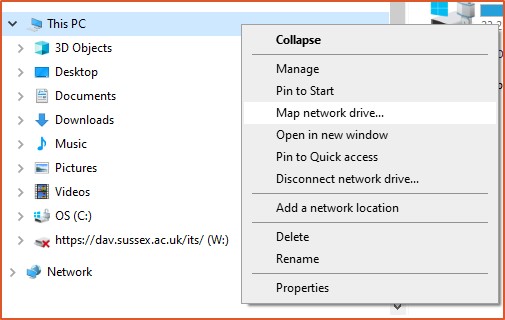 Map drive network screenshot