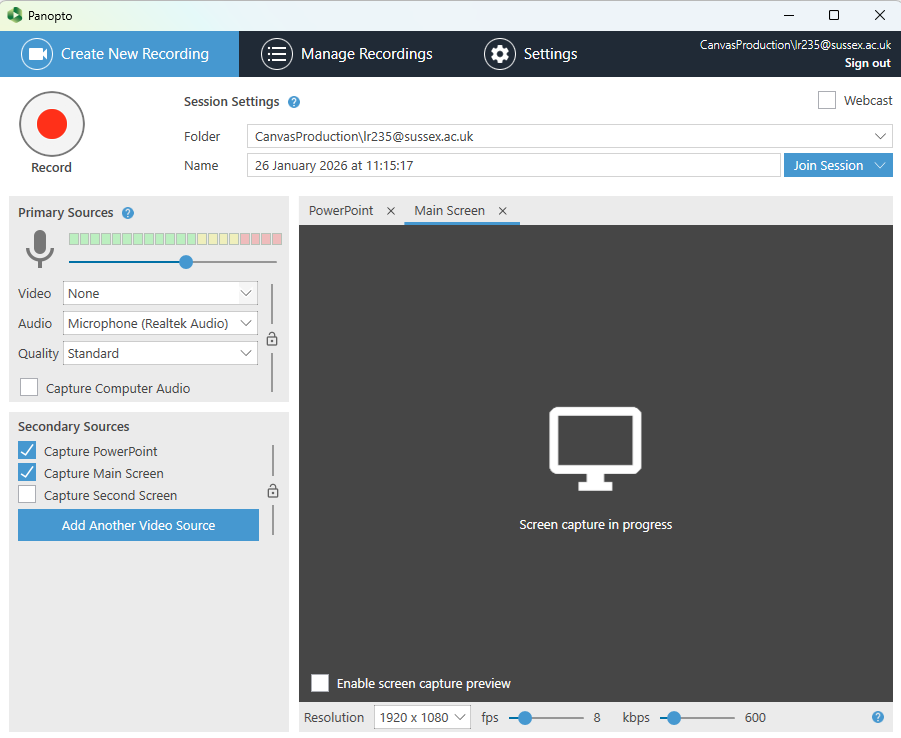 Panopto with audio Panopto with audio