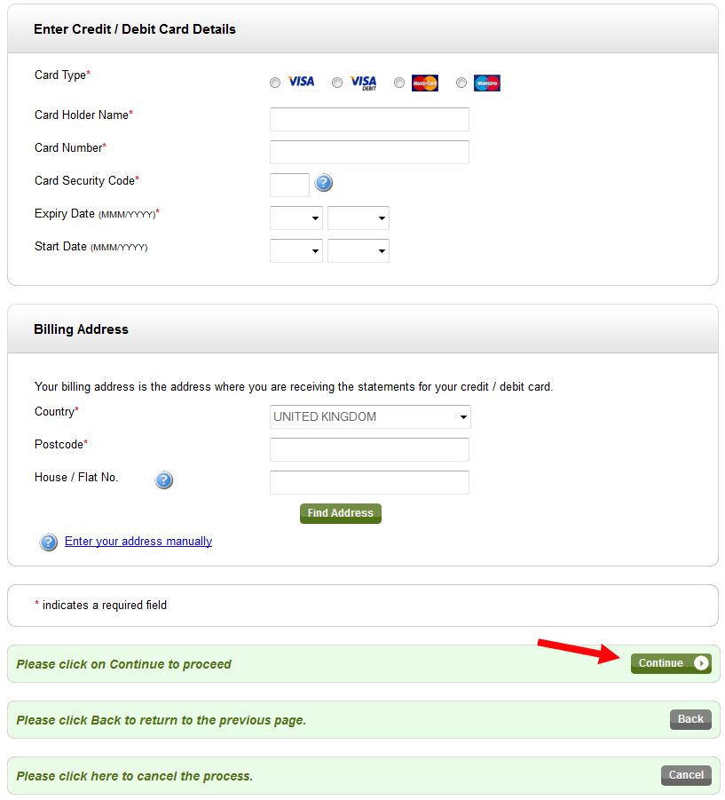 Sussex Direct Printing Account card details