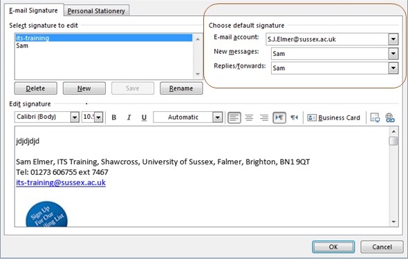 Outlook Signature Text