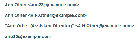 Examples of correct email addresses