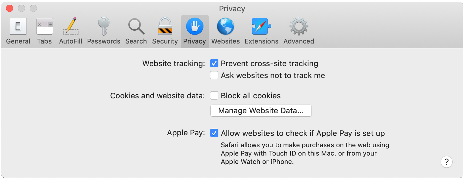 Changing Safari preferences