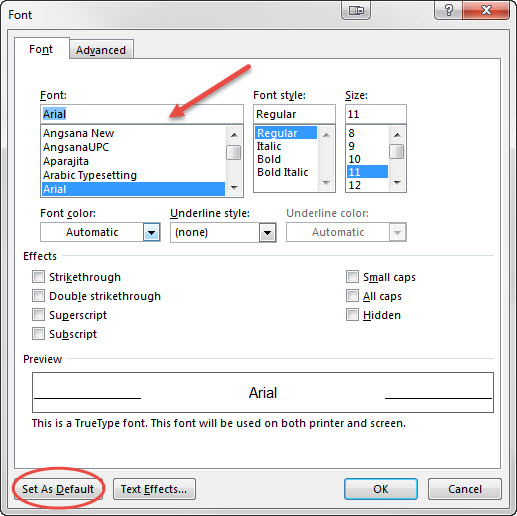 font settings window