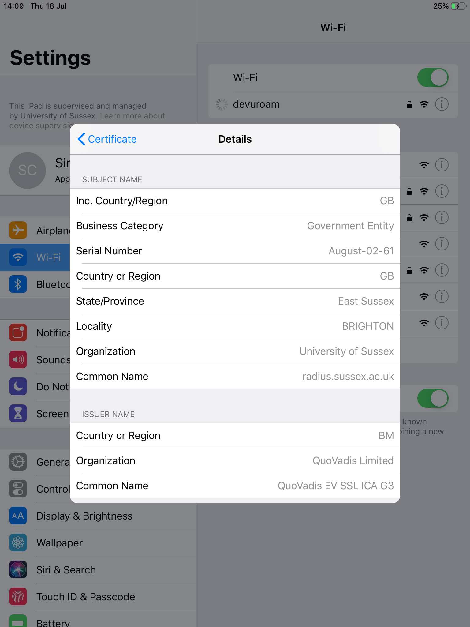 Checking the certificate on your iPhone or iPad
