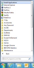 All Programs list from the start menu showing Install Applications at the top