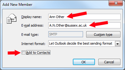 how to create a new outlook email list