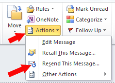 Outlook 2010: resend message