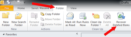 2259 Recovering Deleted Items With Outlook Help ITS University 