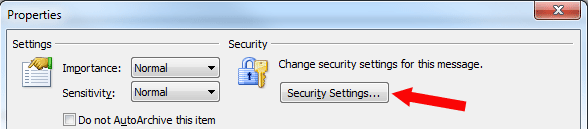 Outlook Security Settings button