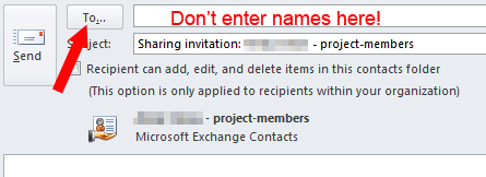 Outlook share contacts