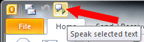 Outlook 2010 Speak toolbar icon