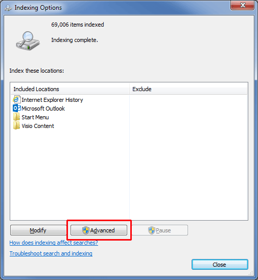 Outlook 2013 Search Options Advanced