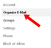 OWA Options - Organize Email