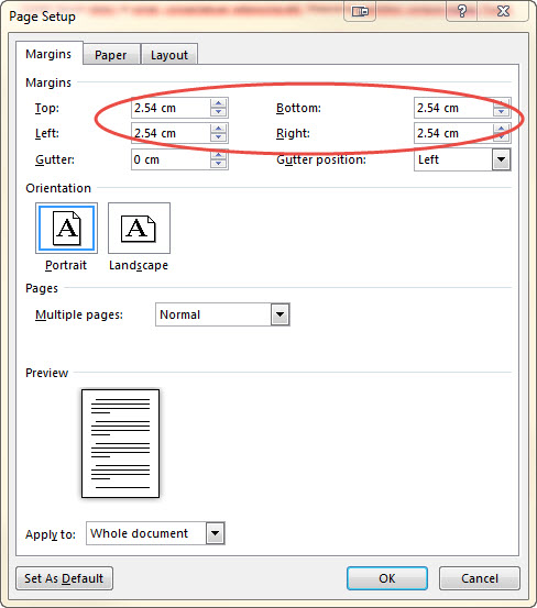 what is right margin in word