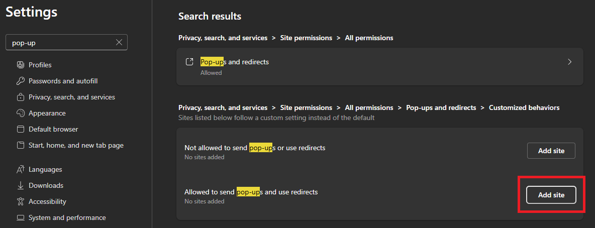 pop-up edge screenshot