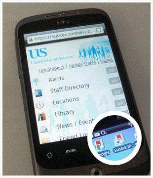 HTC phone showing the front page of the app