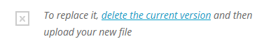 Screenshot of the delete button on the upload page