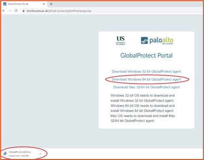 Global protect download client