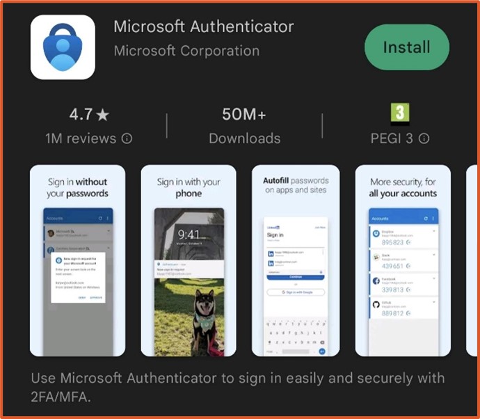 Microsoft Authenticator app
