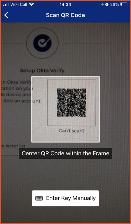 Okta set up qr code