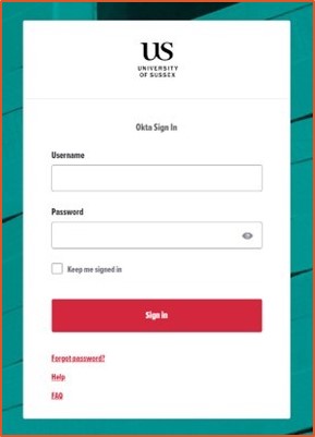 Okta log in page