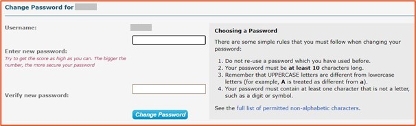 Reset Password link screenshot