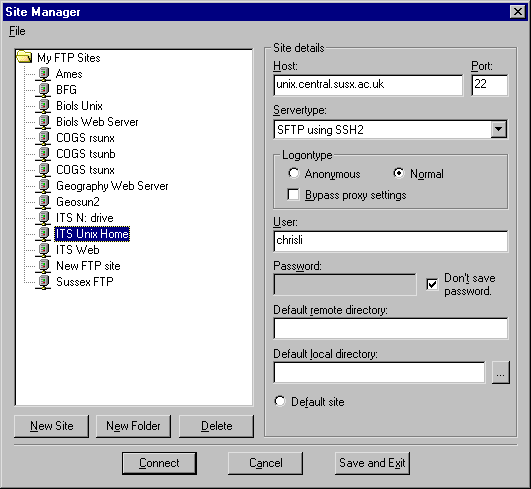 Requesting FTP access to files held on Unix server