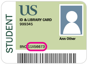Library card showing the location of the barcode number next to the letters BNO