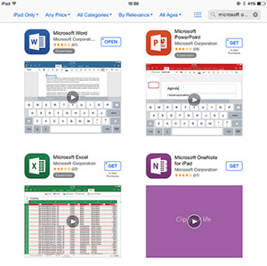 Screenshot of the App Store search results for Microsoft Office