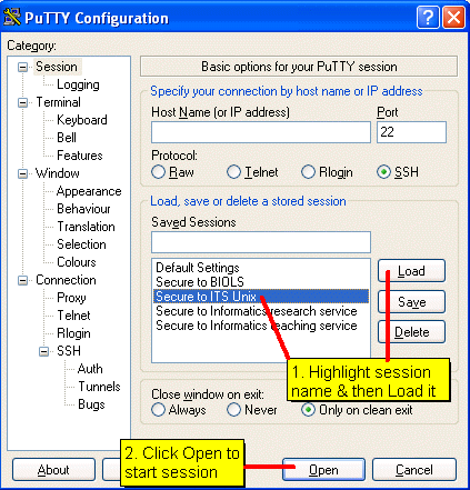 PuTTY : Software for your own computer :  : ITS : University of Sussex