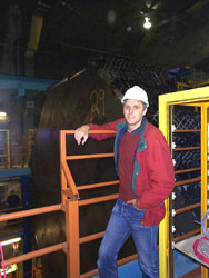Dr Philip Harris surveys the neutrino detector project at the Soudan mine in Minnesota, USA
