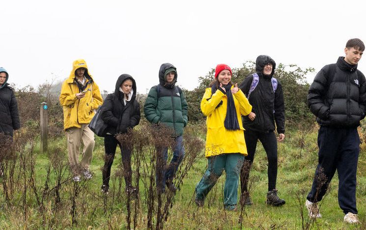 Sustainability students in a field
